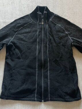 Kuhl 100% Merino Wool Full Zip Sweater Jacket Men Large Charcoal Gray Hiking